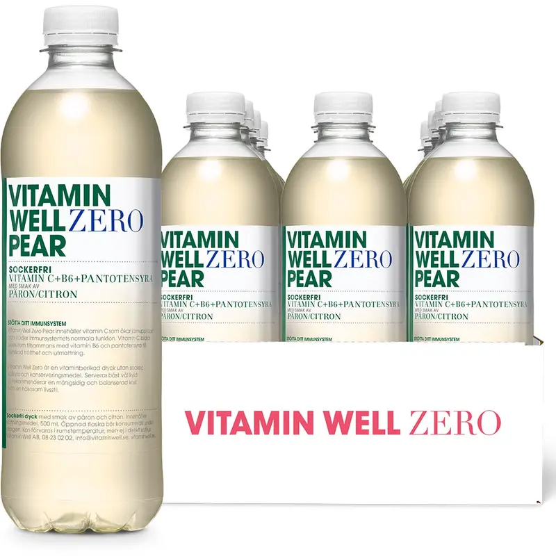 12 x Vitamin Well Zero 500 ml Pear