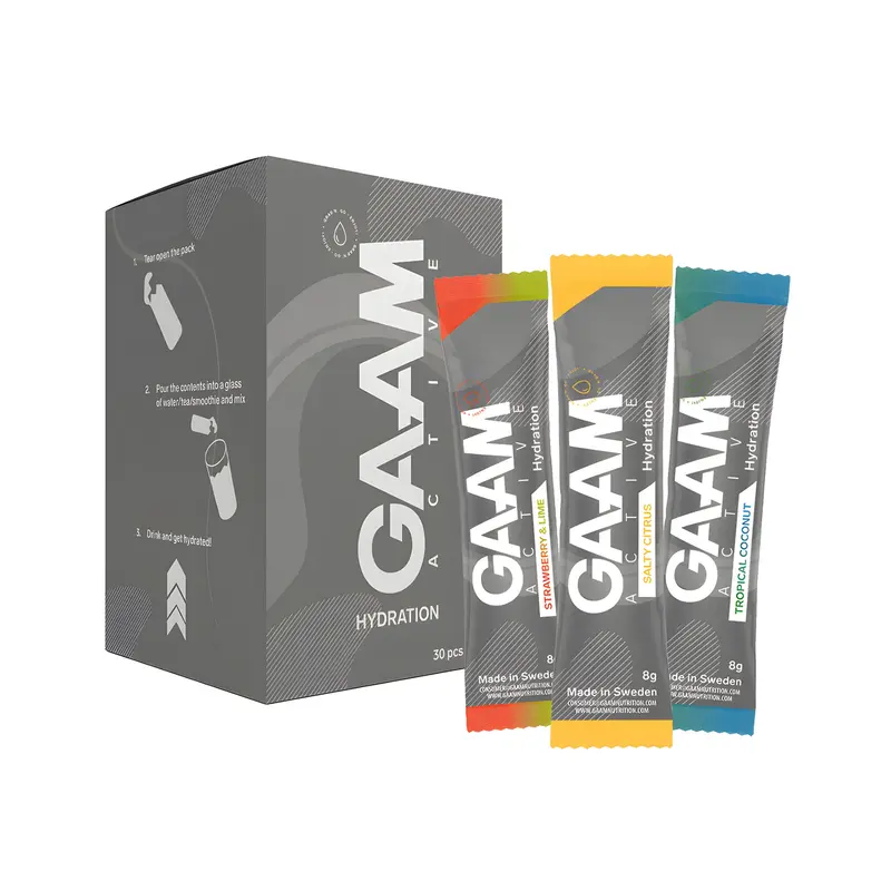 30 x GAAM Active Hydration 8 g Elektrolyter Mixlåda