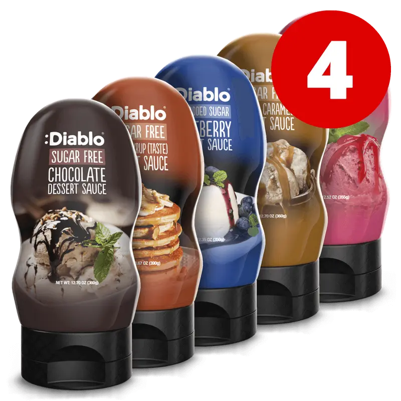 4 x Diablo Mixed Dessert Sauce (Sugar Free)