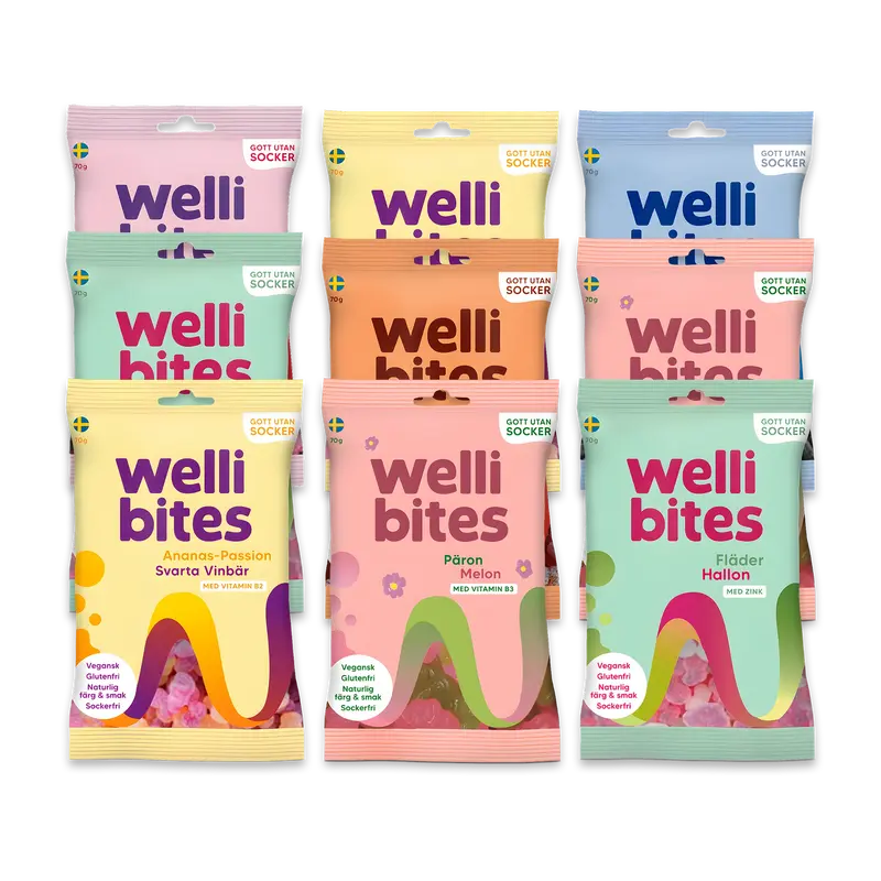 9 x Wellibites Candy 70 g