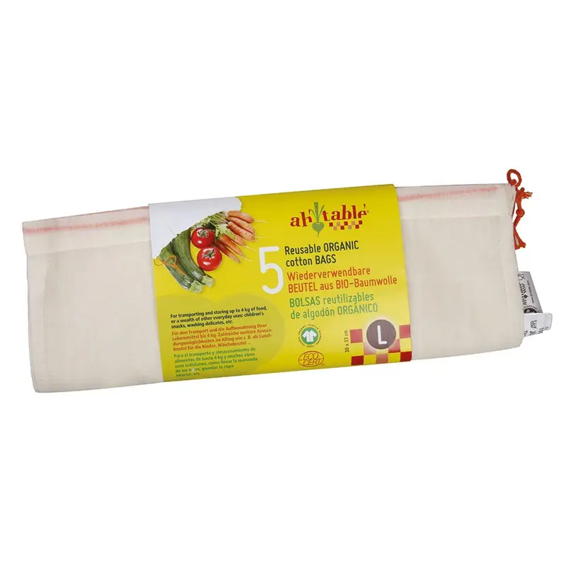 Ah! Table! - Ekologiska Tygpåsar med Dragsko Large 5-pack