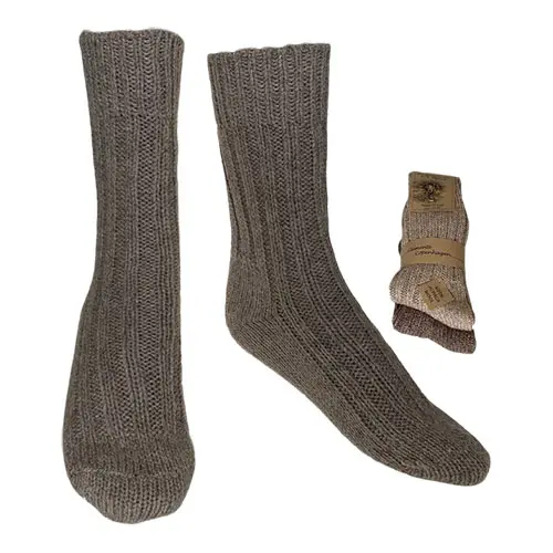 Alpaka Ullstrumpor Brun & Beige Tjocka 2-pack | Strl. 35/38
