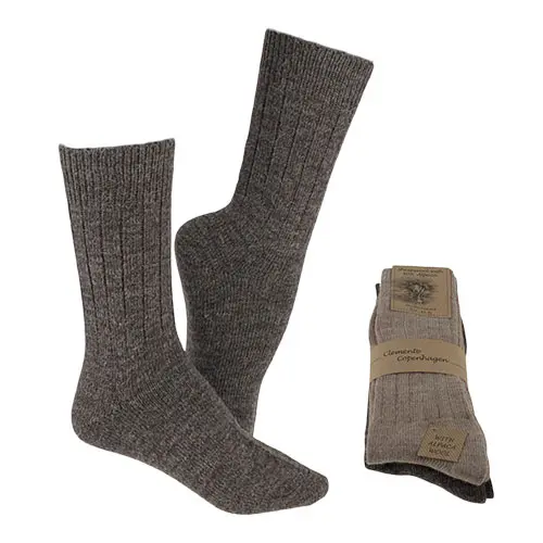 Alpaka Ullstrumpor Brun & Beige Tunna 2-pack | Strl. 43/46