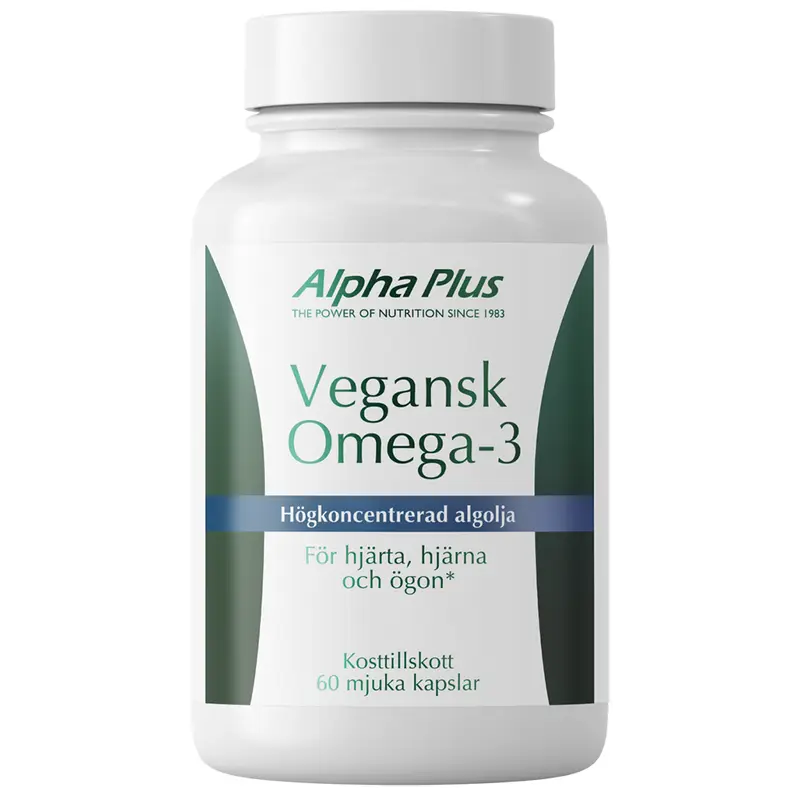 Alpha Plus Vegansk Omega 3 Algolja, 60 kapslar