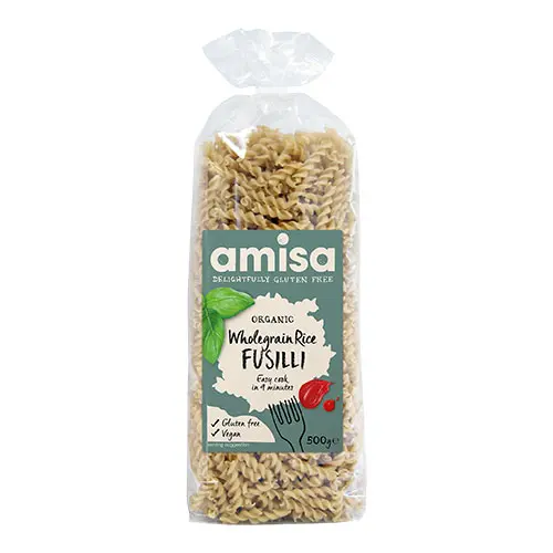 Amisa Glutenfri Fullkornsris Fusilli Pasta Ekologisk | 500 g
