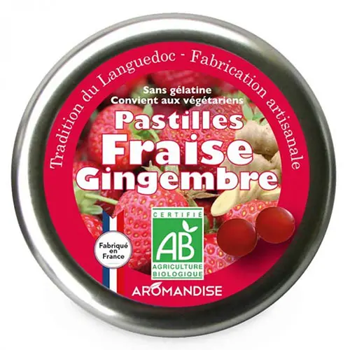 Aromandise Sugtabletter Ekologiska | Jordgubb & Ingefära