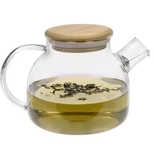 Aromandise Tekanna i Glas med Bambulock 1 L