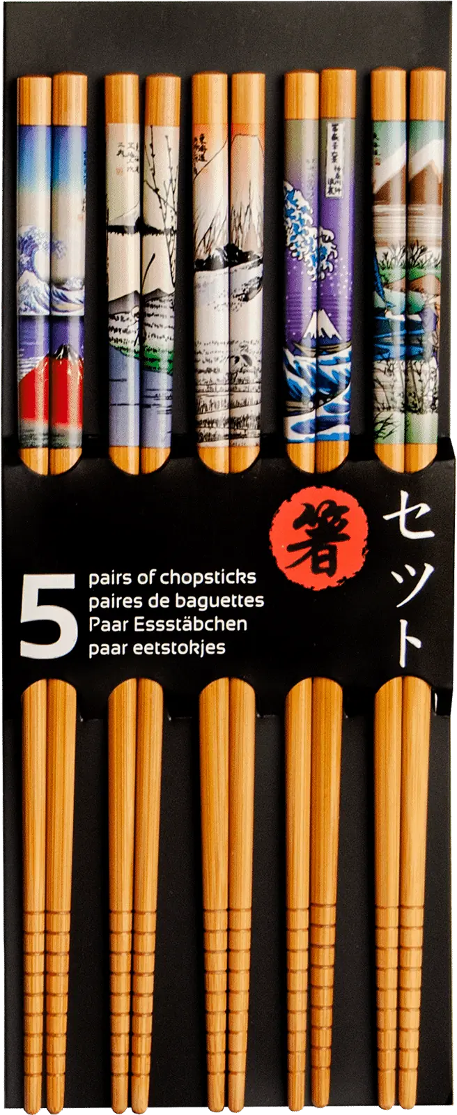 Ätpinnsset med Fuji-motiv. Storlek