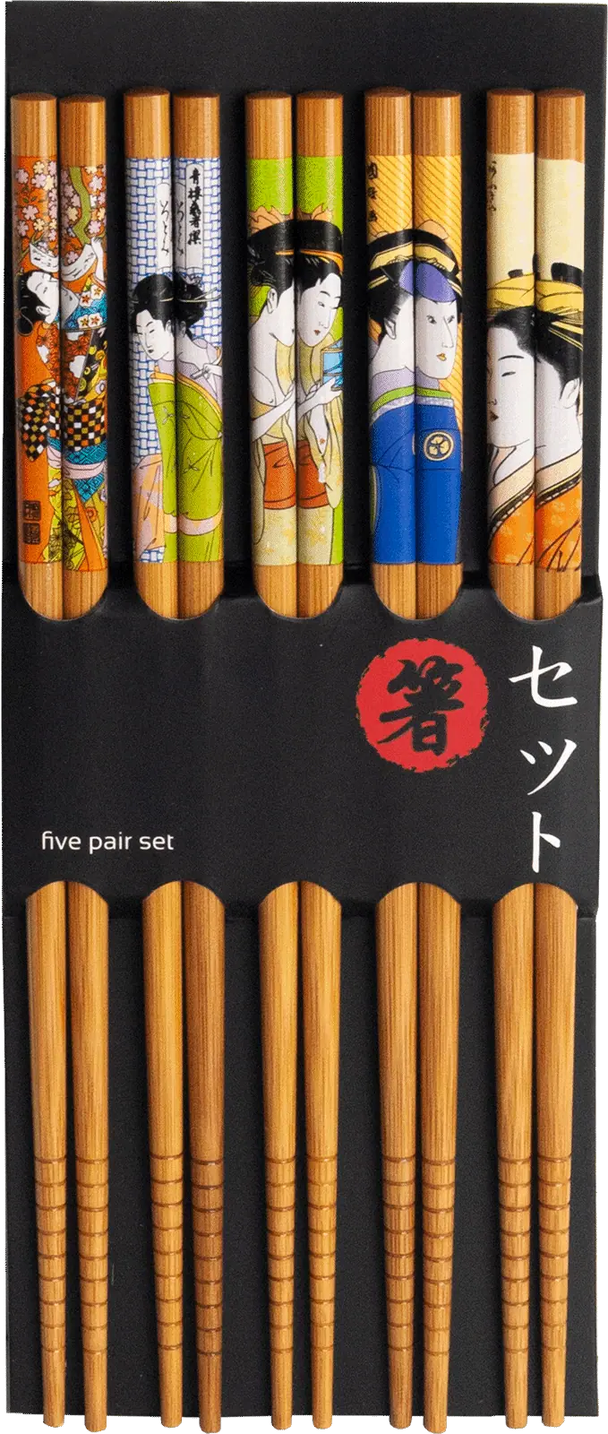 Ätpinnsset med Geisha-motiv. Storlek