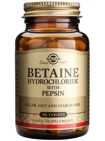 Betaine Hydrochloride with Pepsin, 52 g, 100 tabletter