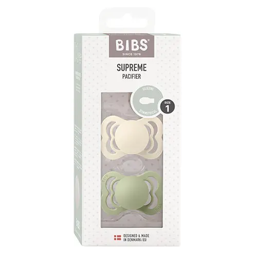 BIBS Supreme Silicone 0-6mån (Ivory/Sage) 2 st