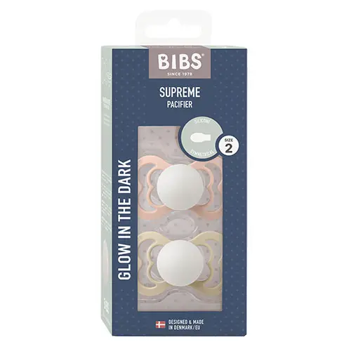 BIBS Supreme Silicone 6mån+ (Blush GLOW/Vanilla GLOW) 2 st