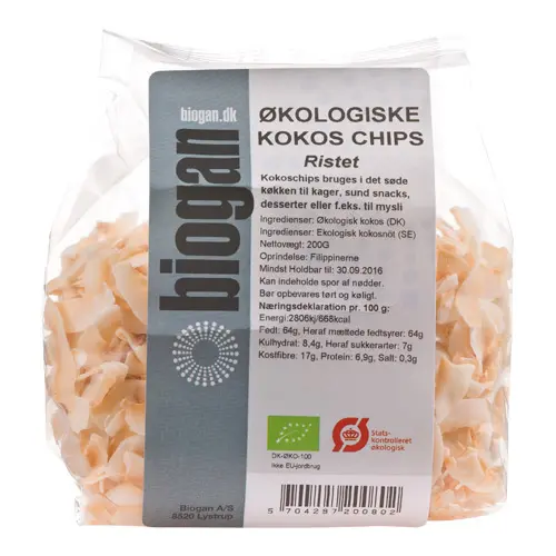 Biogan Coconut Chips Rostat Ekologisk | 200 g