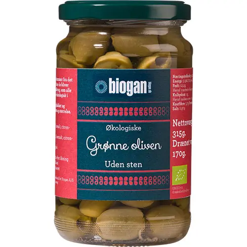 Biogan Gröna Oliver Utan Kärna Ekologisk | 340 g