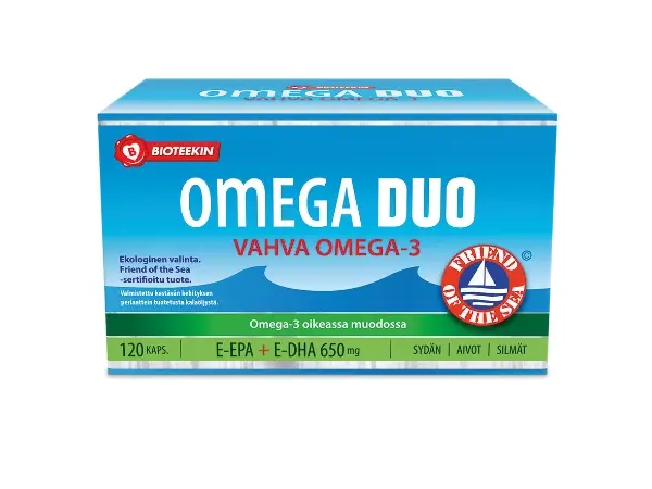 Bioteekki Omega duo, 650 mg, 120 kapslar