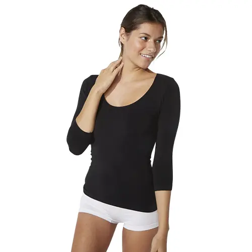 Boody Scoop 3/4 Sleeve Top Svart | Stl. L