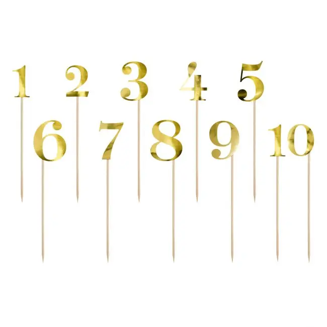 Cake topper Siffror Guld