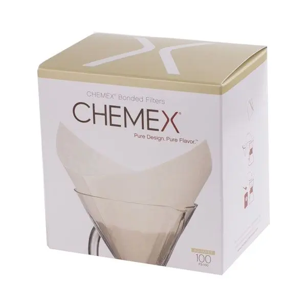 Chemex fyrkantiga pappersfilter – vita – 6, 8, 10 koppar (100 st)