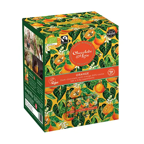 Chocolate and Love Orange Dispenser Box Ekologisk från | 660 g