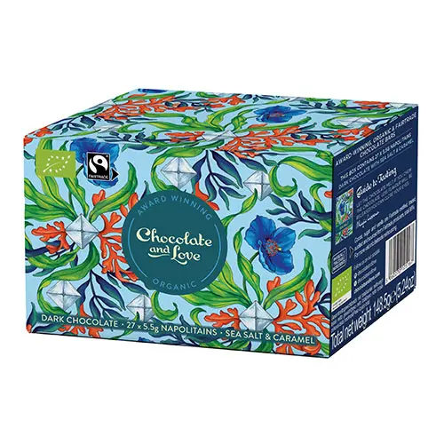 Chocolate and Love Sea salt Ballotin Box Ekologisk från | 148 g