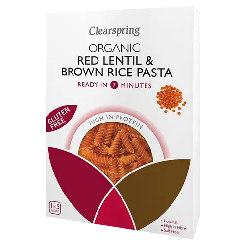 Clearspring Fusilini Röda Linser & Brunt Ris Ekologisk Glutenfri | 250 g