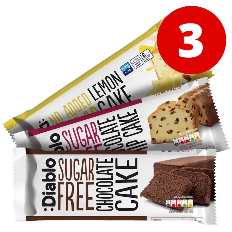Diablo Sugar Free Mixed Cake - 3 x 200g.