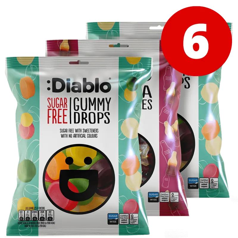 Diablo Winegum Mixed - 6x75g. (Sugar Free)