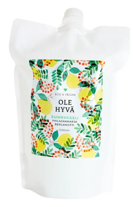 Duschgel, rönnbär-bergamott, 1000 ml påfyllningspåse
