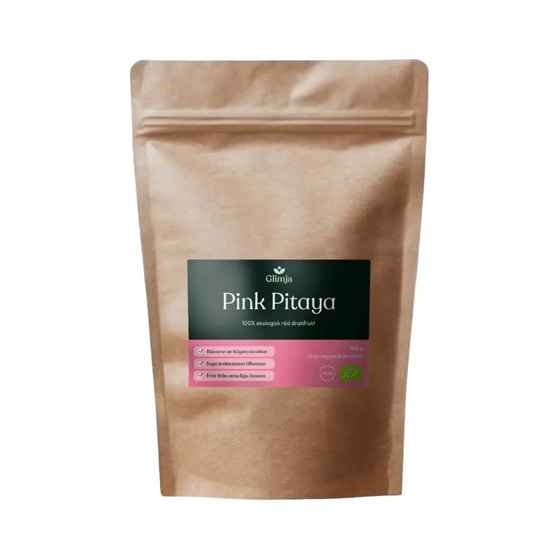 Ekologiskt Pink Pitaya Pulver (Röd Drakfrukt) 250 g - Glimja