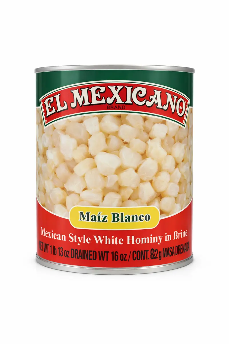El Mexicano White Hominy in Brine 822g