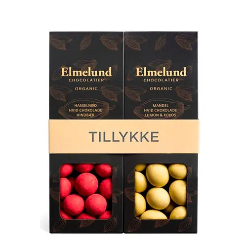 Elmelund Choklad & Hallon, citro, kokos, Choklad & Hallon, Hasselnöt Ekologisk | 180 g