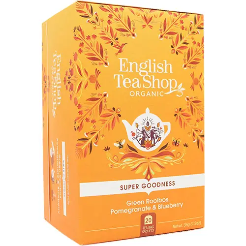 English Tea Shop Koffeinfri Te Green Rooibos, Pomegranat & Blueberry Ekologisk | 20 påsar