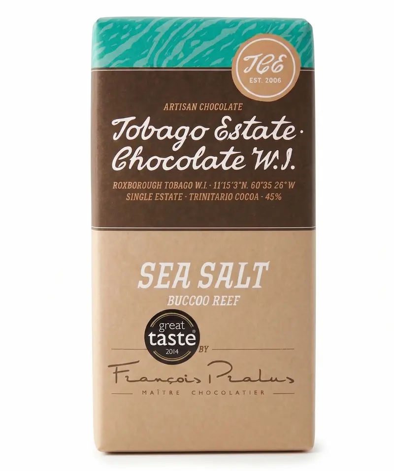 Estate Sea Salt 45%, 100G, Tobago Estate Chocolate W.I.