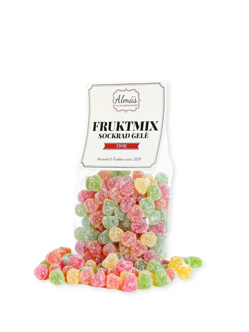 Fruktbär sockrad gelé