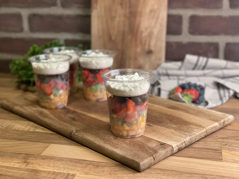 Fruktsallad med vaniljkeso