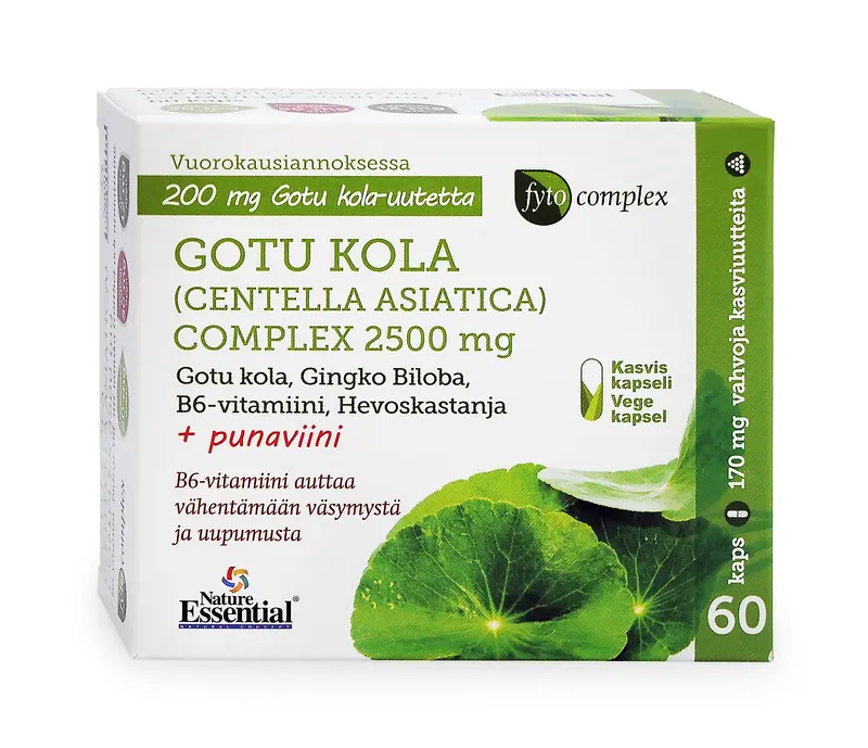 Fytocomplex Gotu Kola + Hästkastanj + Ginkgo + rödvinsblad + B6