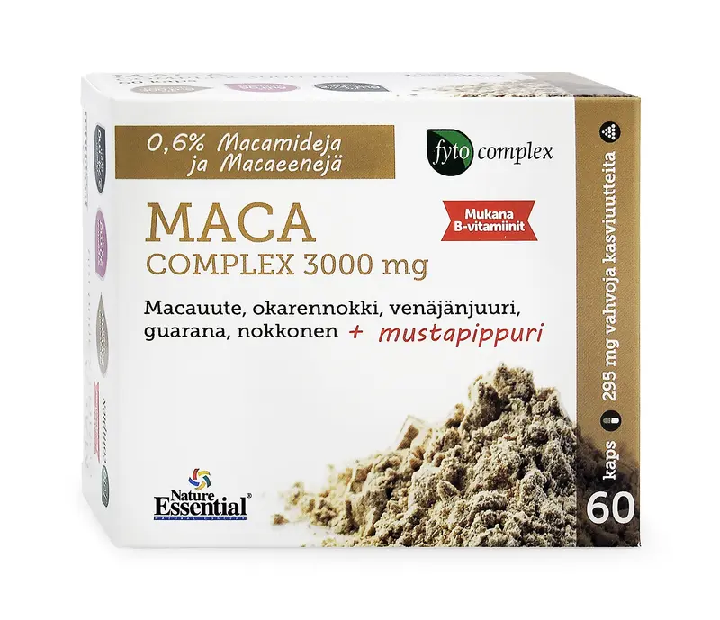 Fytocomplex Maca + Tribulus + Guarana + Brännässla + Rysk rot + Svartpeppar + B2- vitamin + B6-vitamin