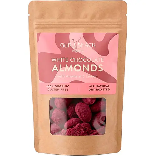 Guru Snack Mandlar m. vit choklad, aronia & lemon Ekologisk | 100 g