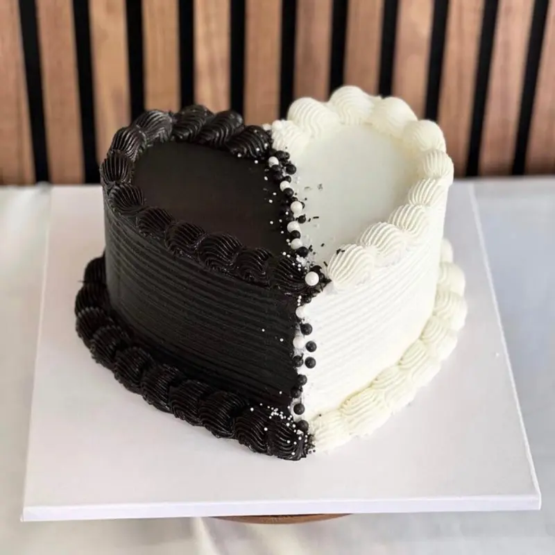 Half & Half Heart Cake