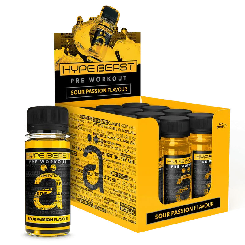 HypeBeast Pre-Workout Shot Citrus Passion Fruit - 12x60ml.