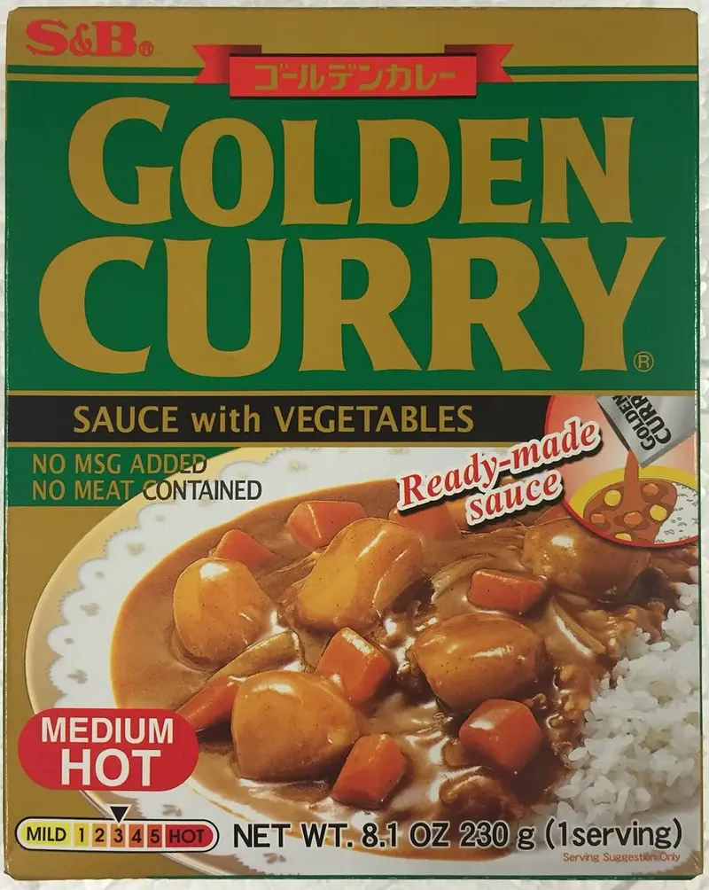Japansk Golden Curry med Grönsaker (Medium) 230g, S&B