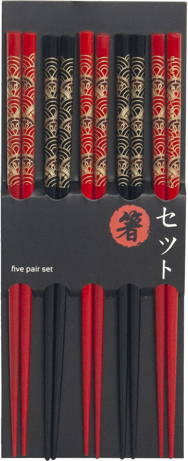 Japanska pinnar rödsvart 5-pack