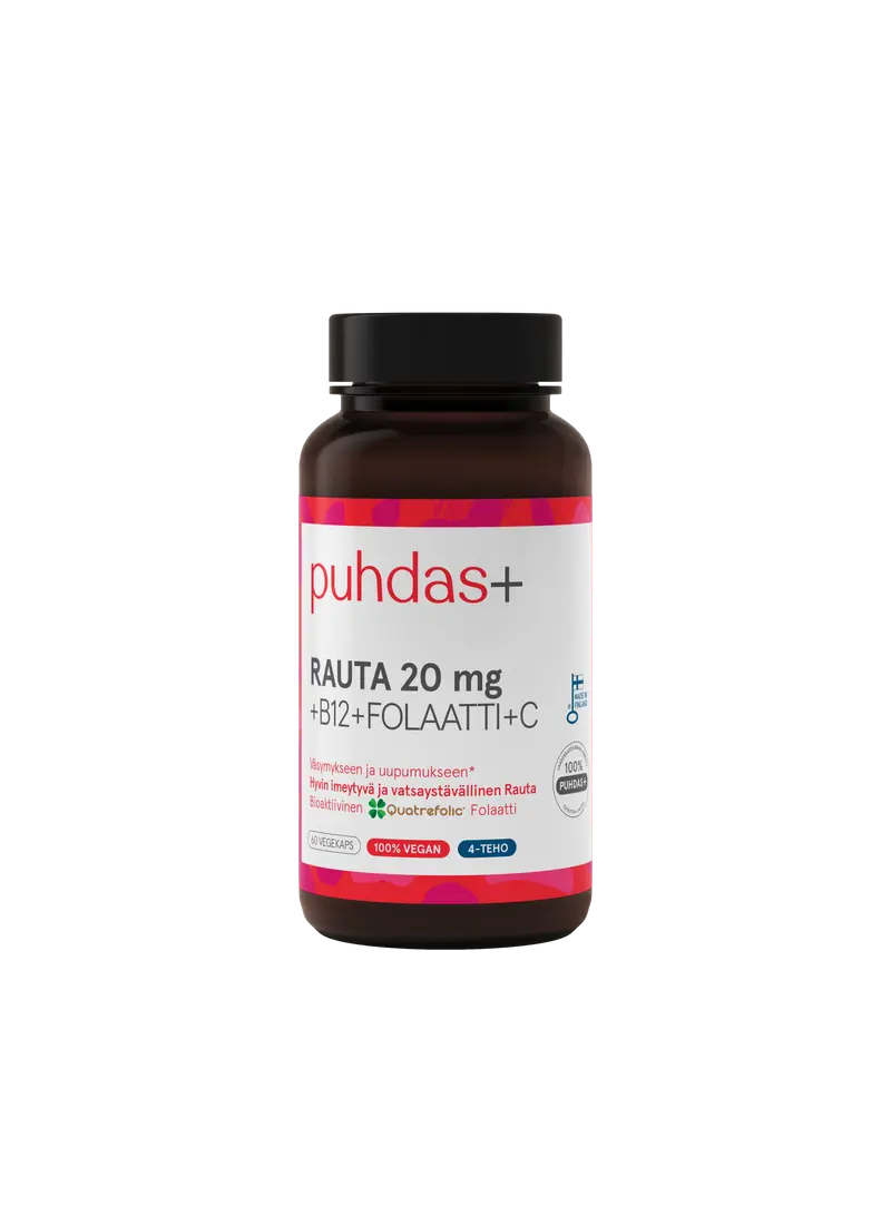 Järn 20 mg + B12 + Folat + C
