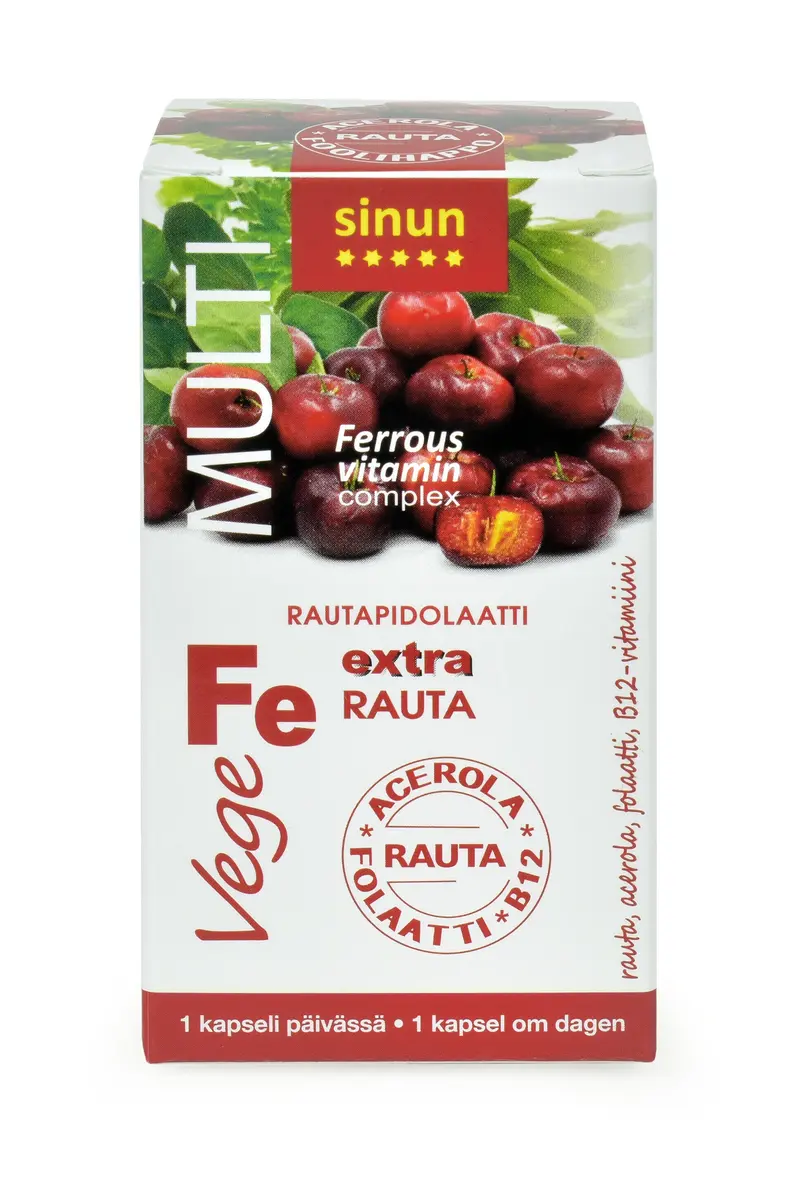 Järnpidolat + acerola + folat + B12, 60 st.