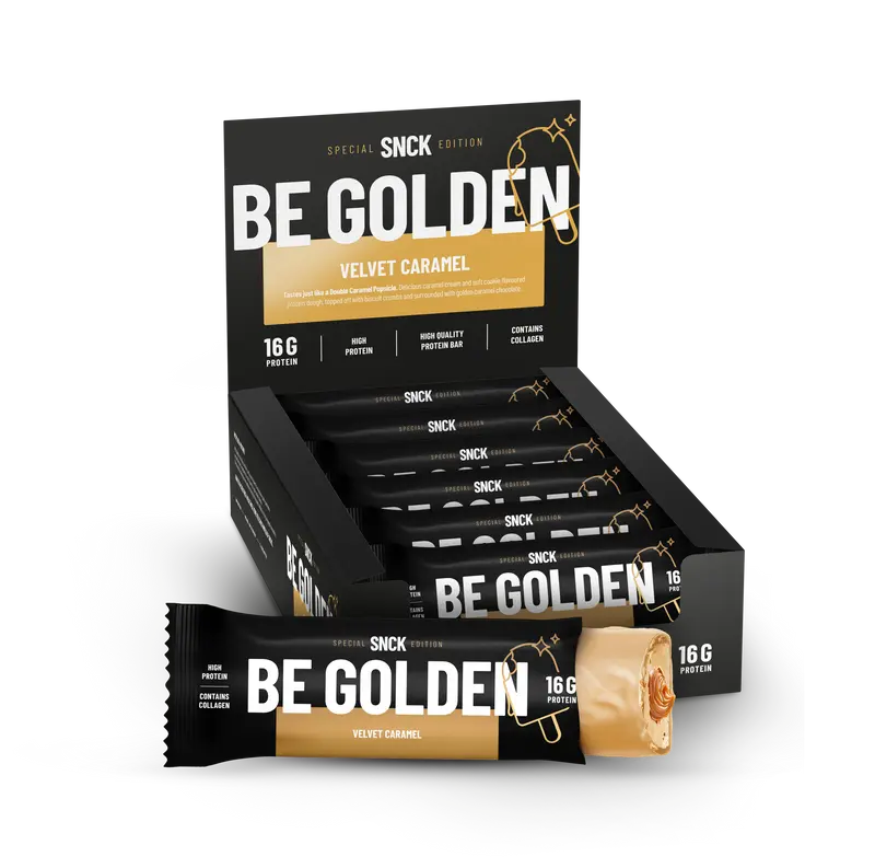 Låda (12-pack) SNCK Proteinbar Be Golden