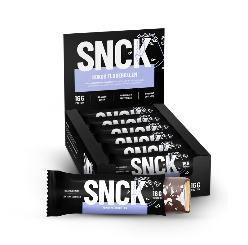 Låda (12-pack) SNCK Proteinbar Kokos Flödebollen