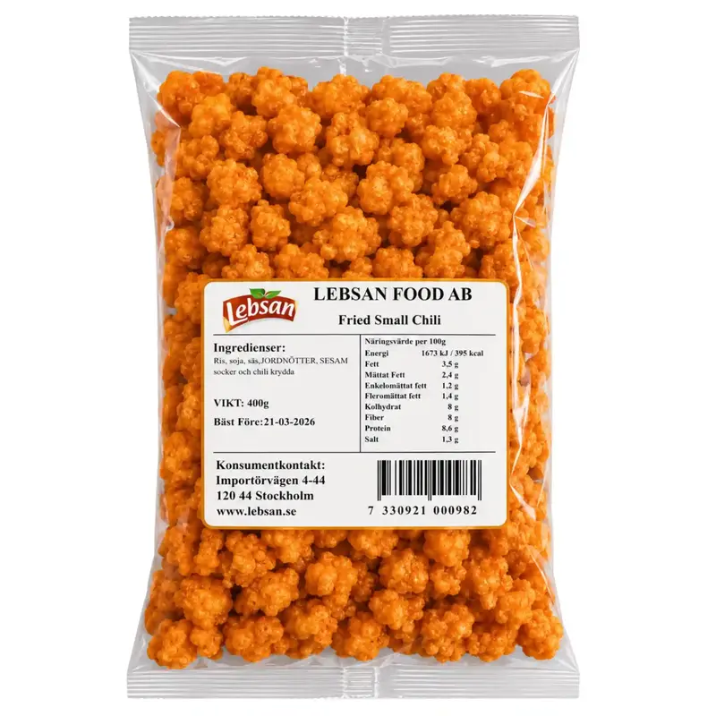 Lebsan Chili Fried Small 400g – Krispigt Starkt Snacks
