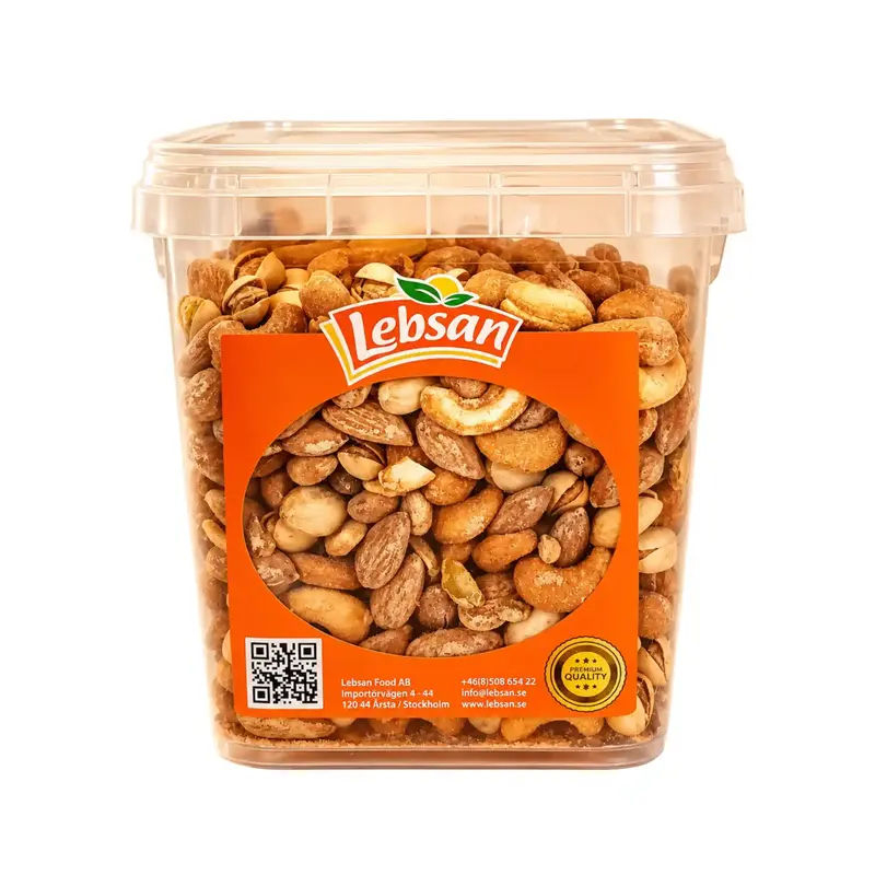 Lebsan Premium Mixnötter 1kg – Lyxig Rostat & Saltad Nötmix i Burk