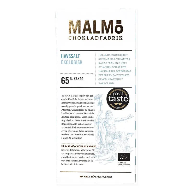 Malmö Chokladfabrik Havssalt 65% EKO 80g
