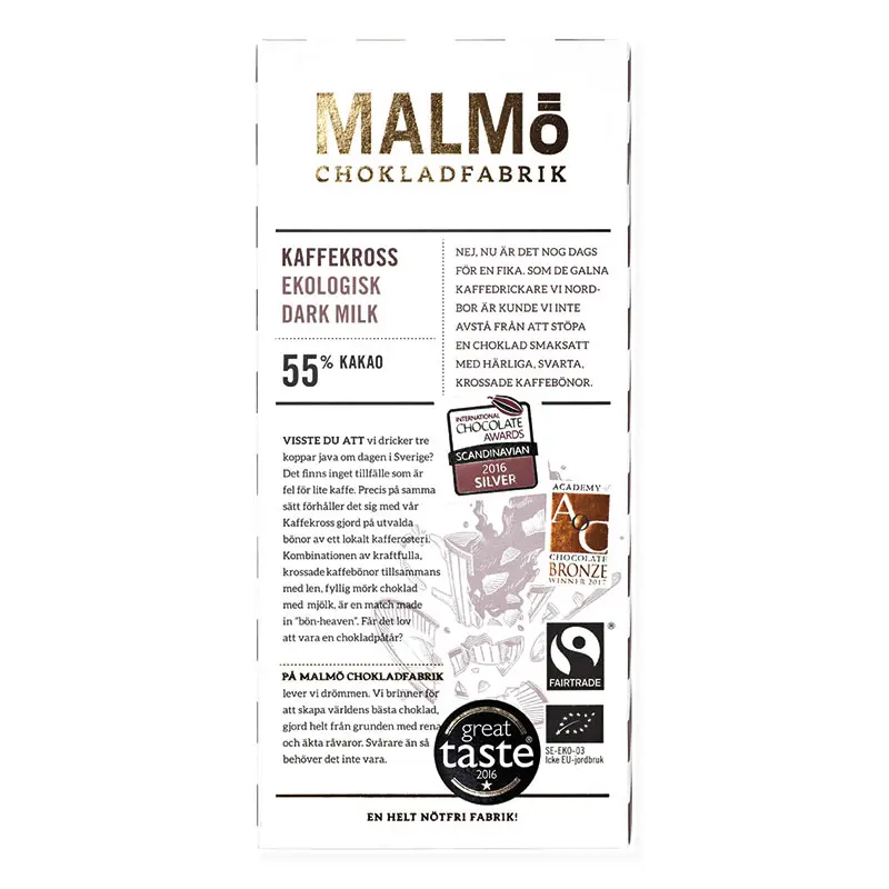Malmö Chokladfabrik Kaffekross 55% EKO 80g